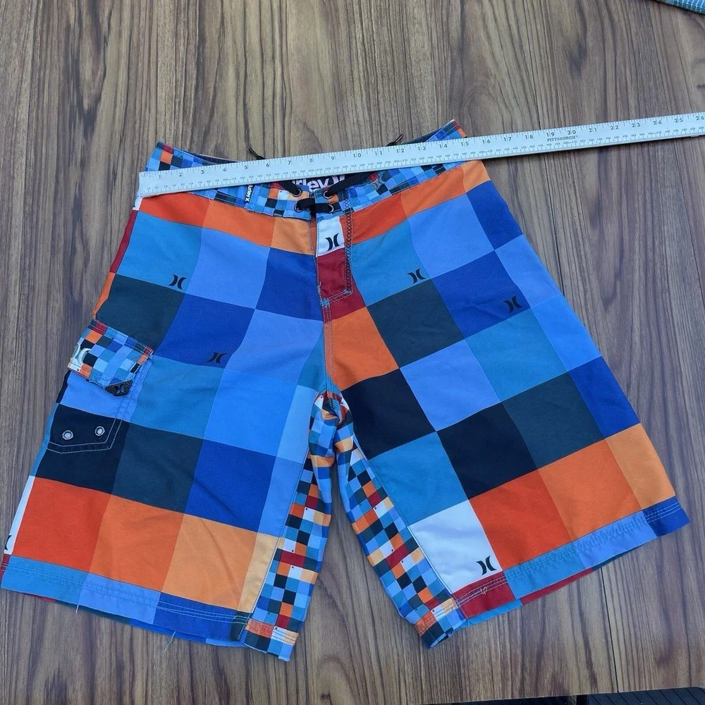 HURLEY‎ Mens Size 20/20/20 RAINBOW PLAID COLOR BLOCK BOARD SHORTS SWIM Trunks